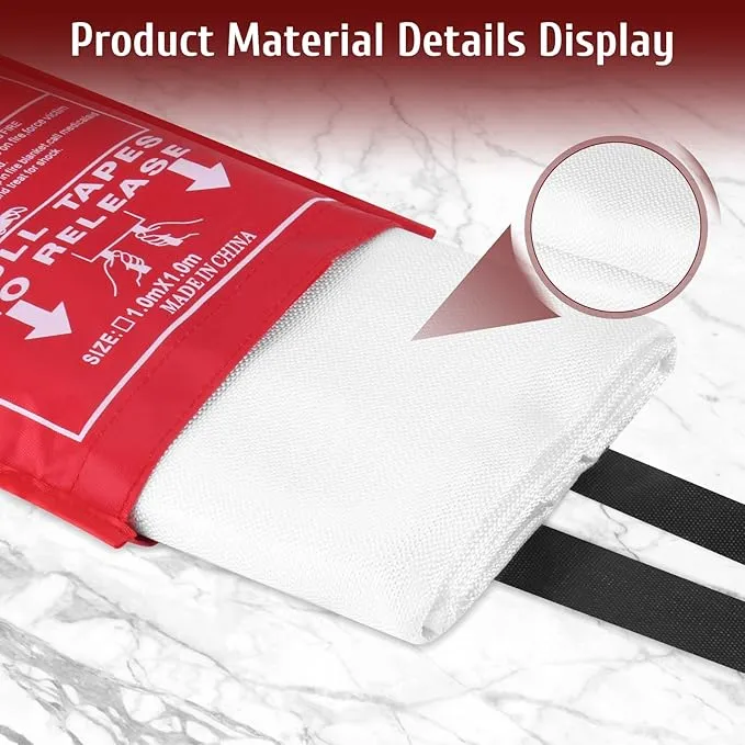 40" x 40" Emergency Fire Blanket, Fire Extinguishing Blanket, Flame Retardant Blanket for Home, Kitchen, Camping, BBQ, Car, Gas Station, School, Office, Warehouse, Fireplace Fire Blanket (1 Pack)
