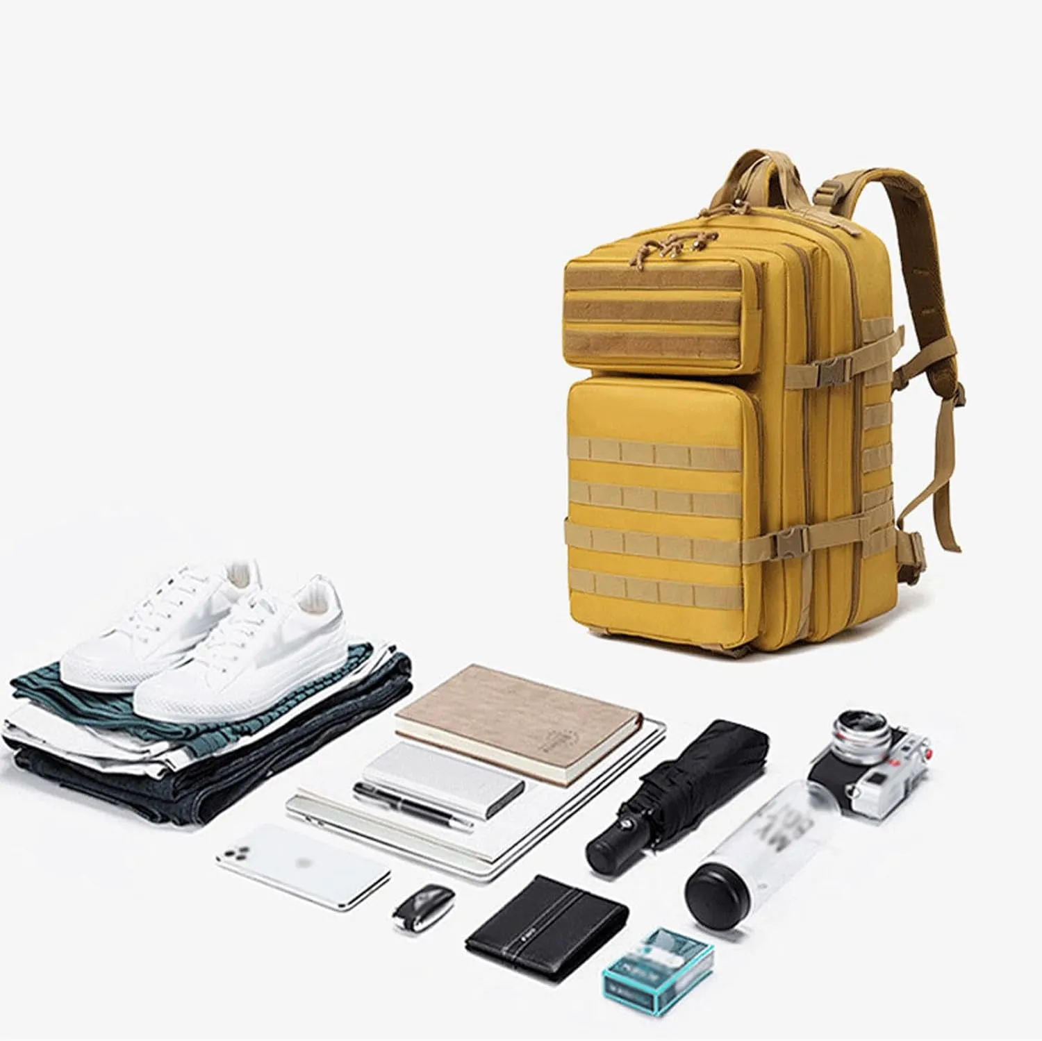 45L Military Tactical Backpack For Men Molle Army 3 Days Assault Pack Water Resistant Hiking Rucksack Bug Out Bag (A)