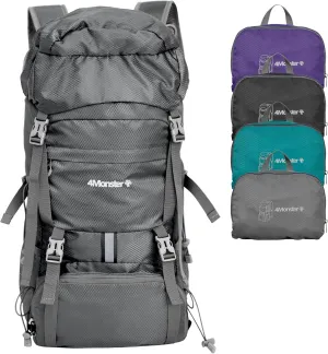 4Monster Portable Hiking Backpack,Lightweight Packable Hiking Daypack,Water Resistant Carry on Backpack for Travel Camping Outdoor (32L, Sliver)