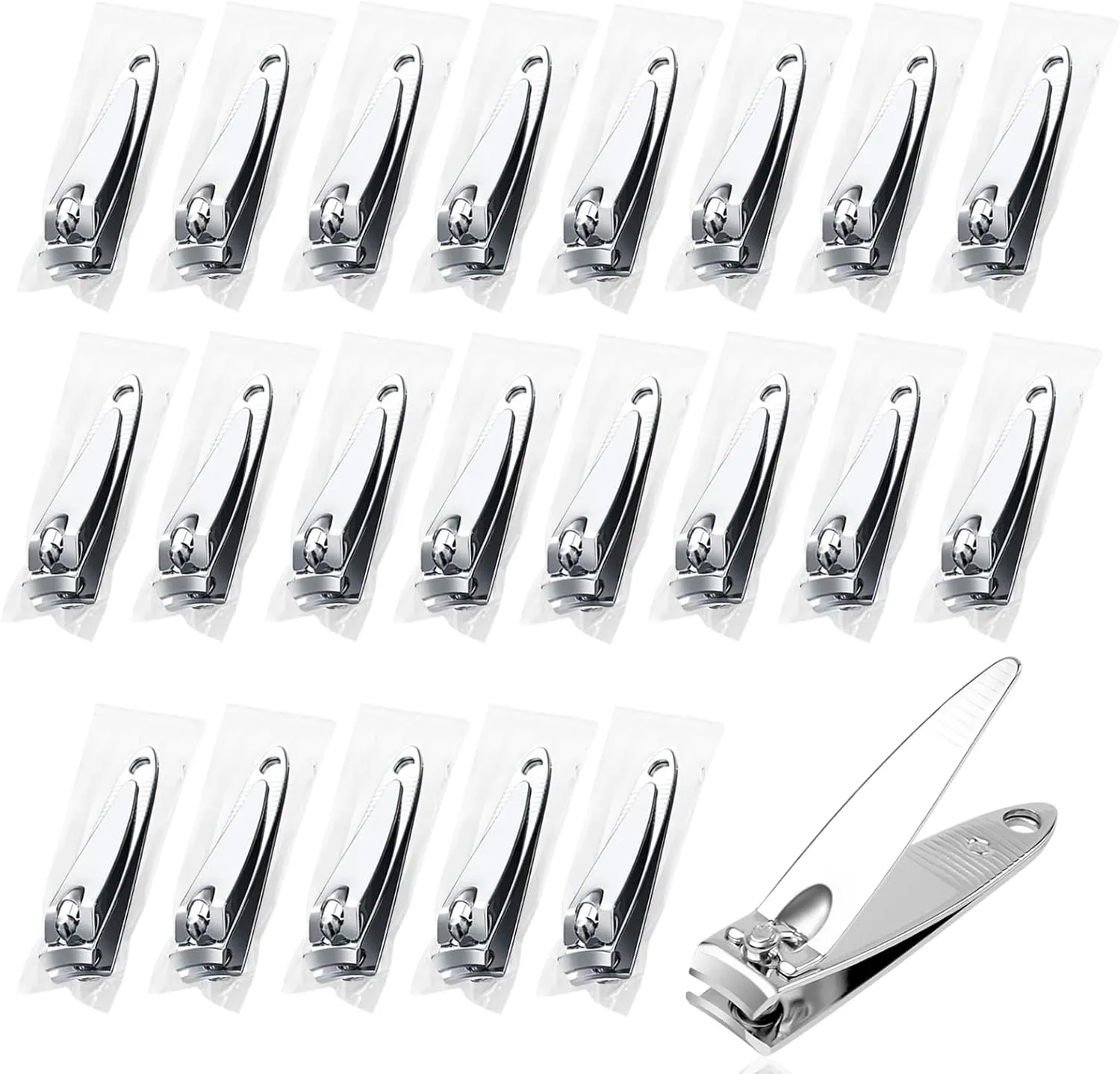 50 Pack Stainless Steel Nail Clippers Bulk, Bulk Nail Clippers for Homeless Individually Wrapped, for Homeless,Shelter, Air Bnb, Hotel (50 PCS)