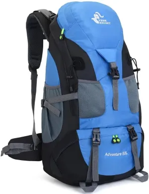50L Waterproof Hiking Backpack Men Trekking Travel Backpacks Women Sport Bag Outdoor Mountaineering Hike Bags (Blue 5)