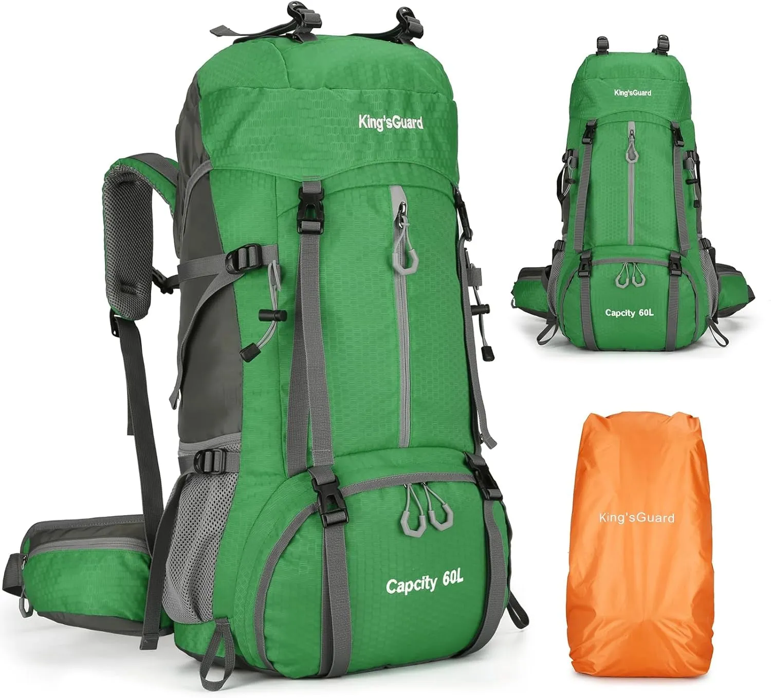 60L Hiking Backpack, Waterproof Camping Backpacking Backpack for Men Outdoor Climbing Daypack (Green)