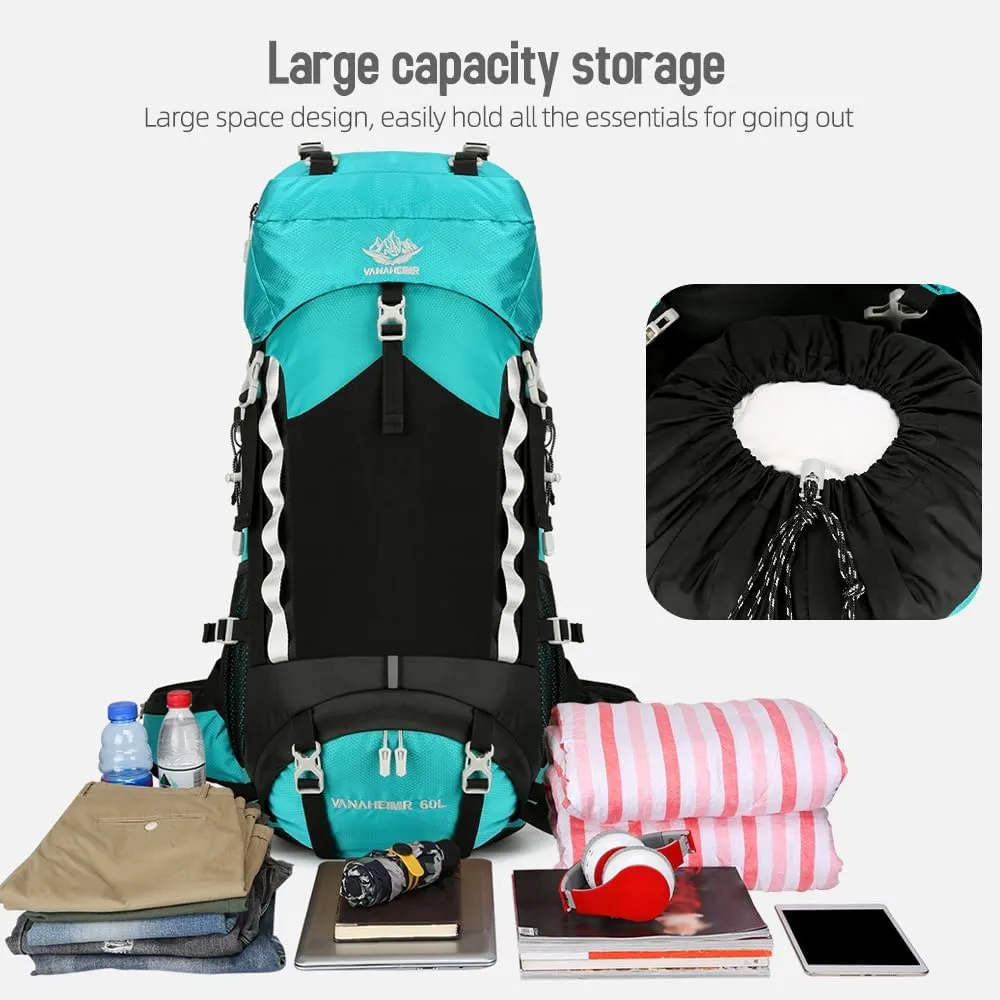 60L Waterproof Hiking Backpack Camping Travel Daypack with Rain Cover for Camping Hiking Travel