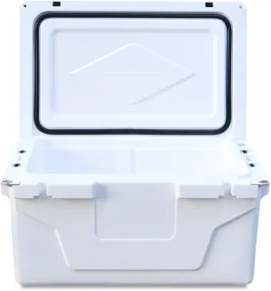 65QT Portable Insulated Cooler Box with Heavy-Duty Wheels and Built-in Bottle Opener, Antique