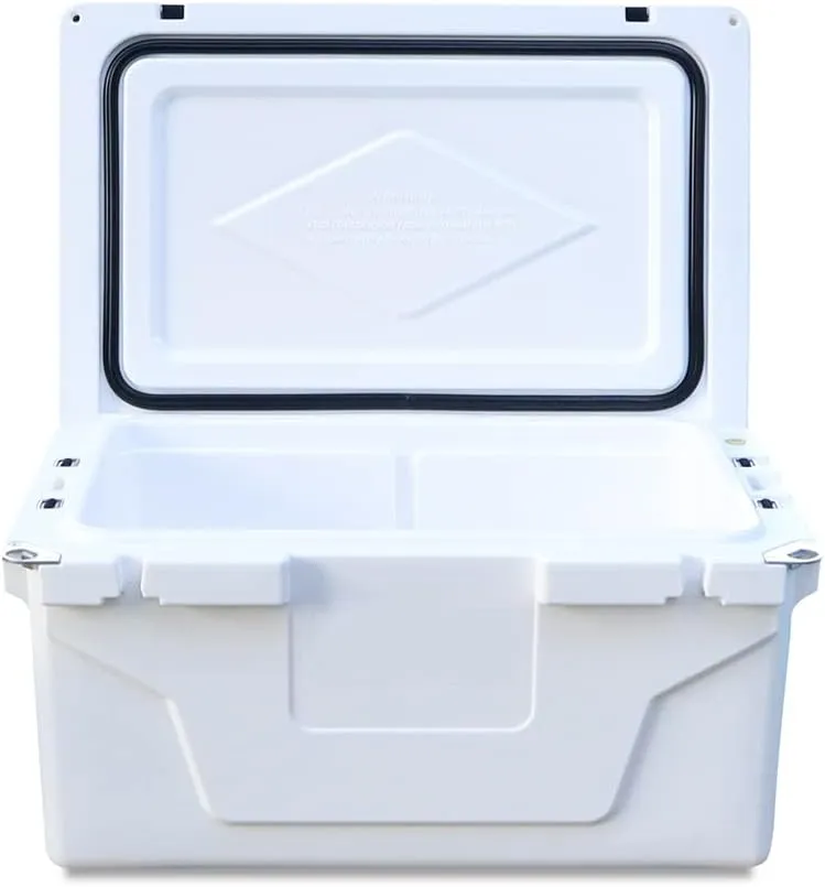 65QT Portable Insulated Cooler Box with Heavy-Duty Wheels and Built-in Bottle Opener, Antique