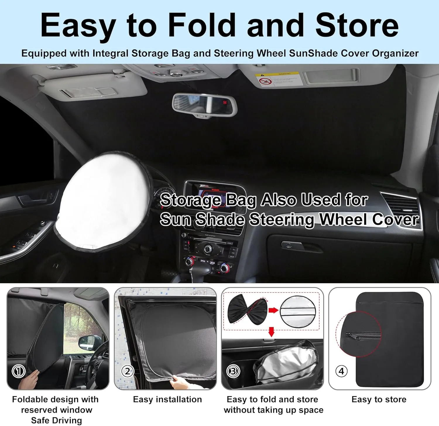 6PCS Windshield Sun Shade Custom Fit for 2013-2023 Chevrolet/Chevy Trax Accessories Foldable Sunshade Side Rear Window Shade Cover Full Set Privacy Protection Keeps Car Cool
