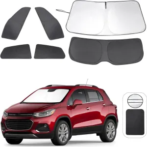 6PCS Windshield Sun Shade Custom Fit for 2013-2023 Chevrolet/Chevy Trax Accessories Foldable Sunshade Side Rear Window Shade Cover Full Set Privacy Protection Keeps Car Cool