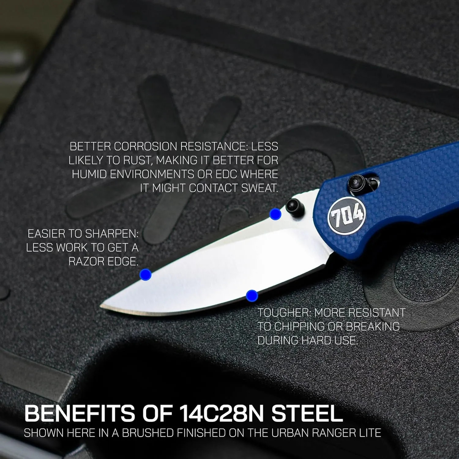 704 Gear Urban Ranger Lite V2 | EDC Folding Pocket Knife with Ambidextrous Thumbstud and Crossbar Lock | 2.91" Blade, 14C28N Steel, Reversible Pocket Clip | Black Micarta/Black