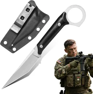 7.5'' Edc Fixed Blade Knife 5CR13MOV Blade G10 Handle with Kydex Sheath Suitable for Camping, Hiking, Daily Carry (White)