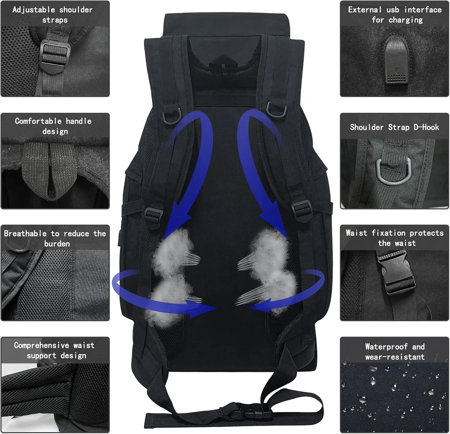 80L 100 Liters Camping Hiking Military Tactical Backpack,Water Resistant Large Travel Daypacks Outdoor MOLLE Rucksack