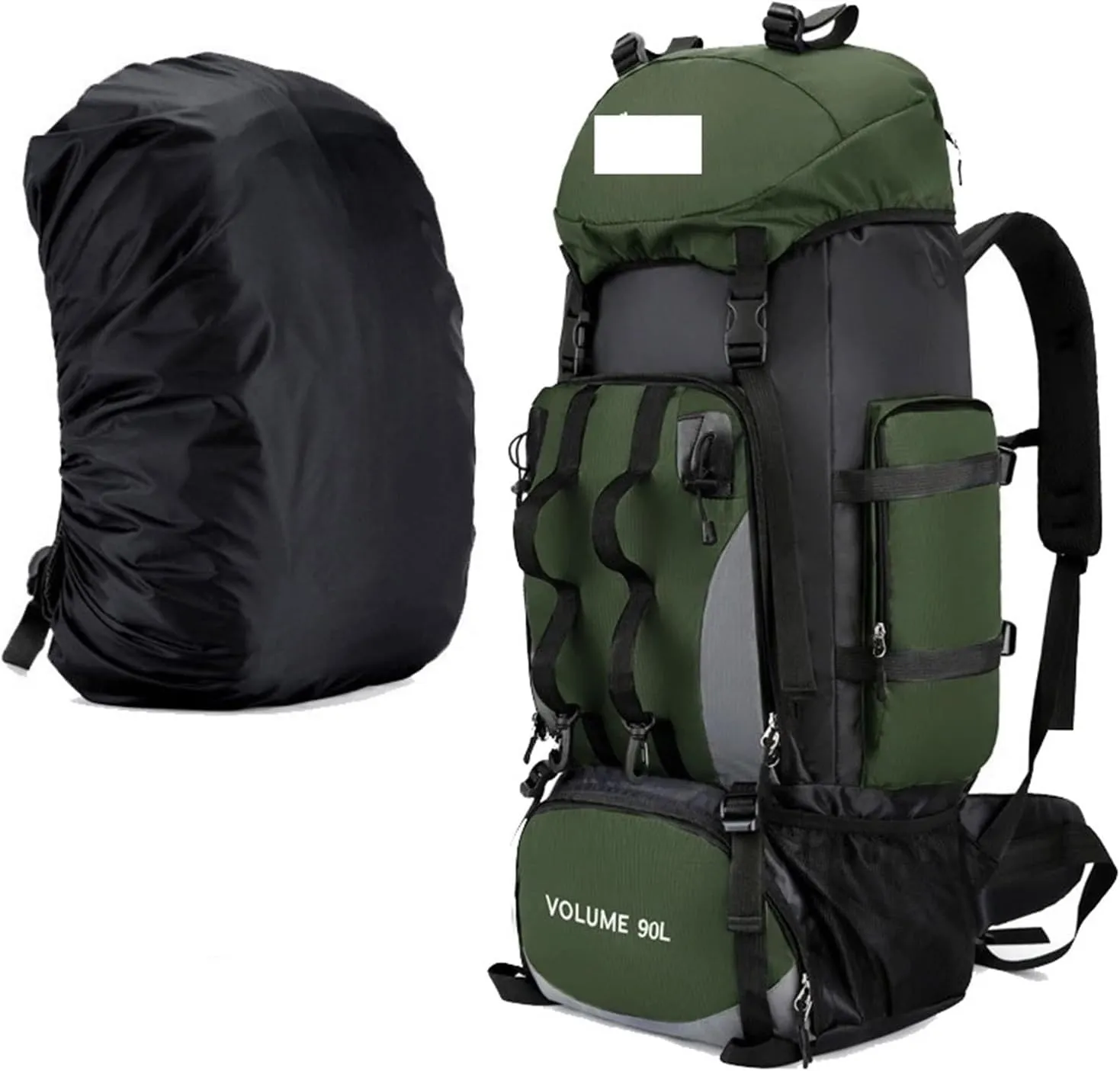 90L Hiking Camping Backpack Trekking Bag Rucksack Large Capacity Travel Outdoor Sports Bags Camping Equipment Men(Army ad cover)