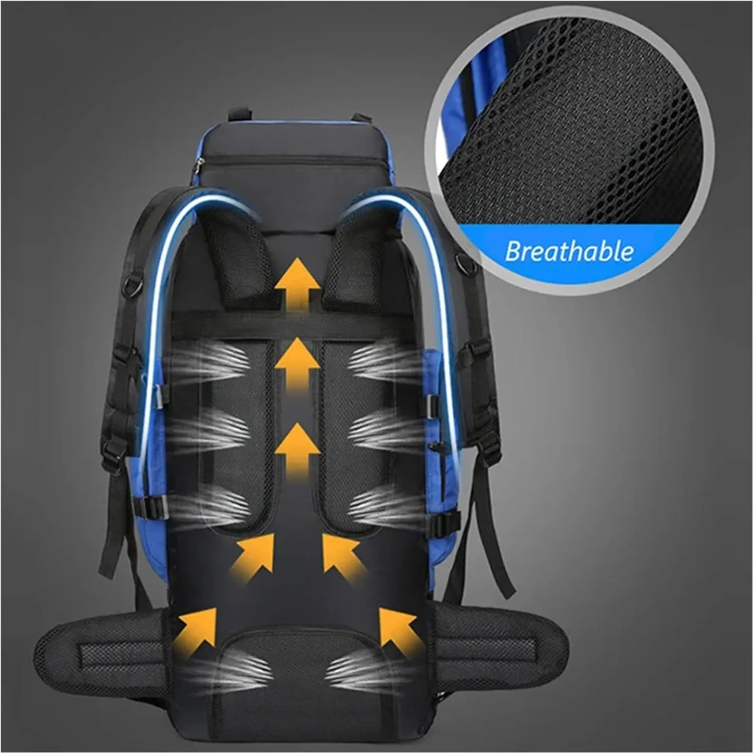 90L Hiking Camping Backpack Trekking Bag Rucksack Large Capacity Travel Outdoor Sports Bags Camping Equipment Men(Blue)