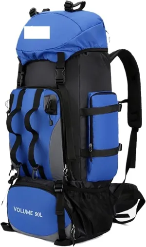 90L Hiking Camping Backpack Trekking Bag Rucksack Large Capacity Travel Outdoor Sports Bags Camping Equipment Men(Blue)