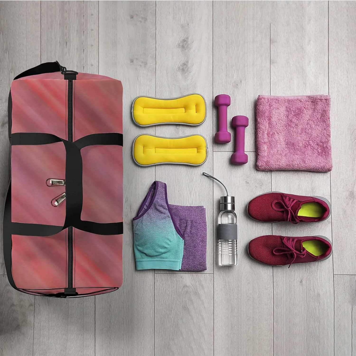 Abstract Colors Blur Background Texture Sports Bag Tote Bag Waterproof Gym Bag with Shoulder Strap Zipper 2 Side Pockets for Men and Women, Travel and Storage Shoulder Bag.