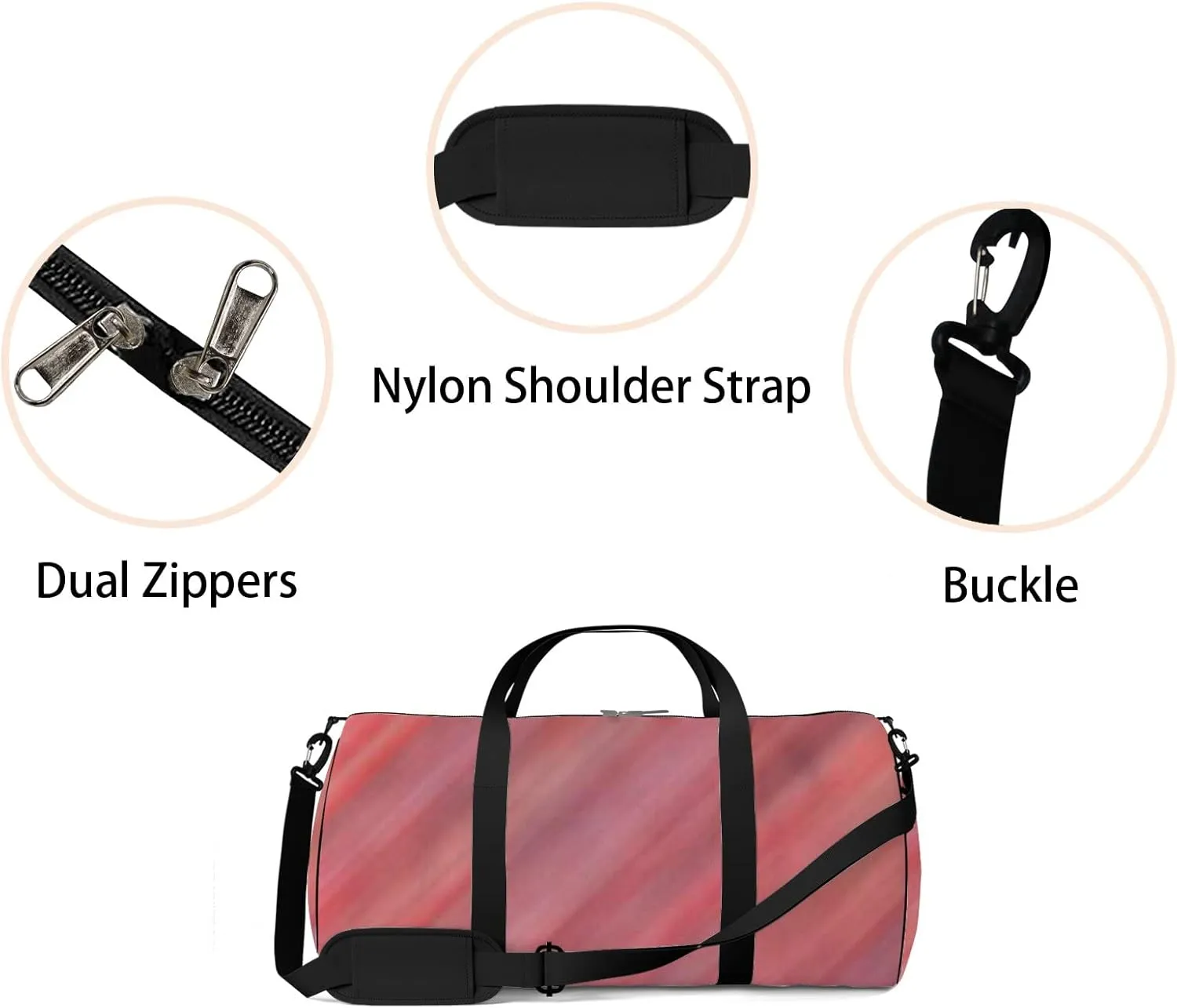 Abstract Colors Blur Background Texture Sports Bag Tote Bag Waterproof Gym Bag with Shoulder Strap Zipper 2 Side Pockets for Men and Women, Travel and Storage Shoulder Bag.