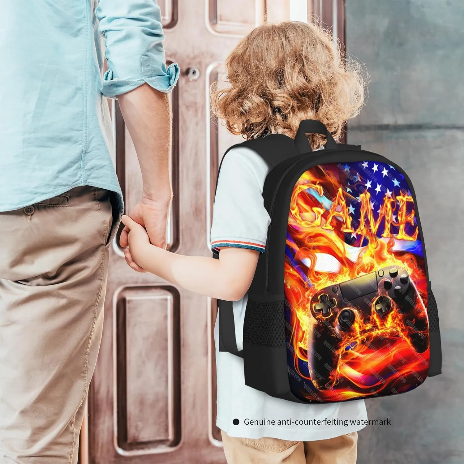 Abstract Gamepad Backpacks School Boys Backpack Ages 8-10 Video Games Gaming Backpack Water Resistant Bags Bookbag Travel Hiking Camping Daypack For Adults Teens Boys Girls