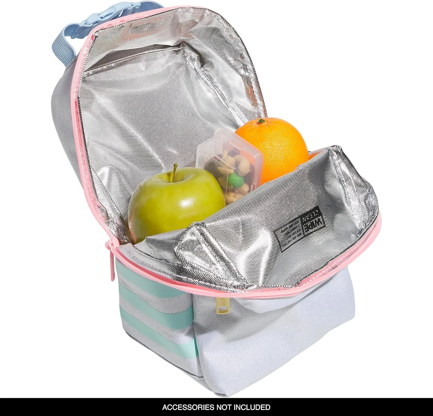 adidas Santiago Lunch Bag Cooler for Women and Men, Insulated Food Container Box with Mesh Pocket, Twill White/Clear Sky Blue/Pink Spark/3.0, One Size