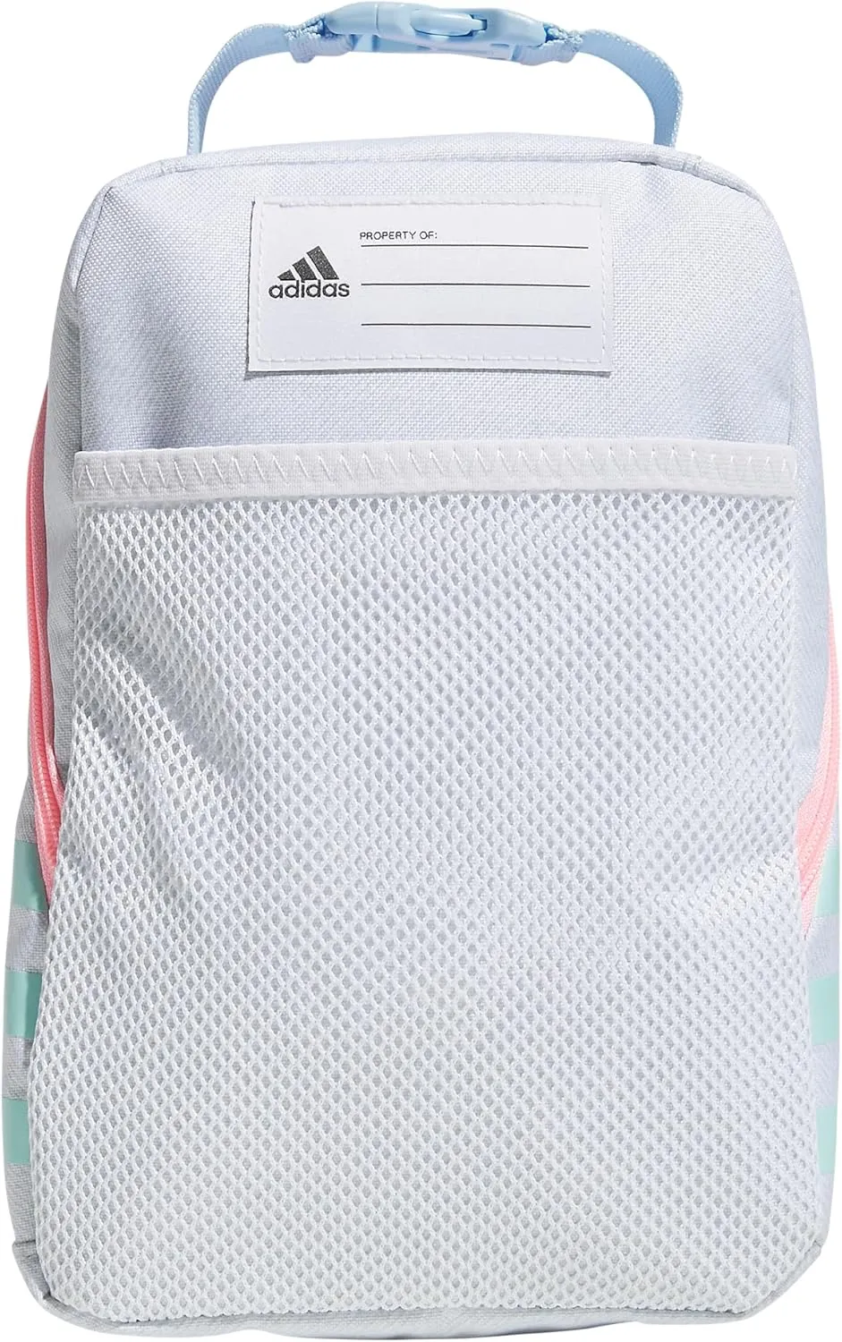 adidas Santiago Lunch Bag Cooler for Women and Men, Insulated Food Container Box with Mesh Pocket, Twill White/Clear Sky Blue/Pink Spark/3.0, One Size