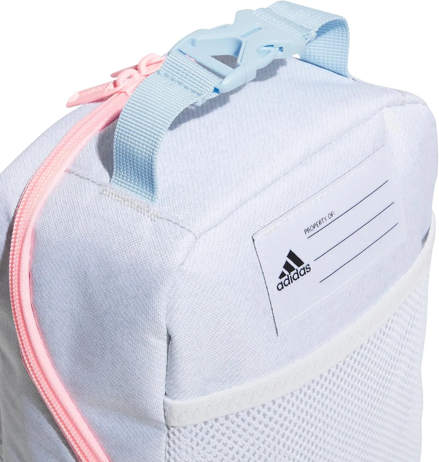 adidas Santiago Lunch Bag Cooler for Women and Men, Insulated Food Container Box with Mesh Pocket, Twill White/Clear Sky Blue/Pink Spark/3.0, One Size