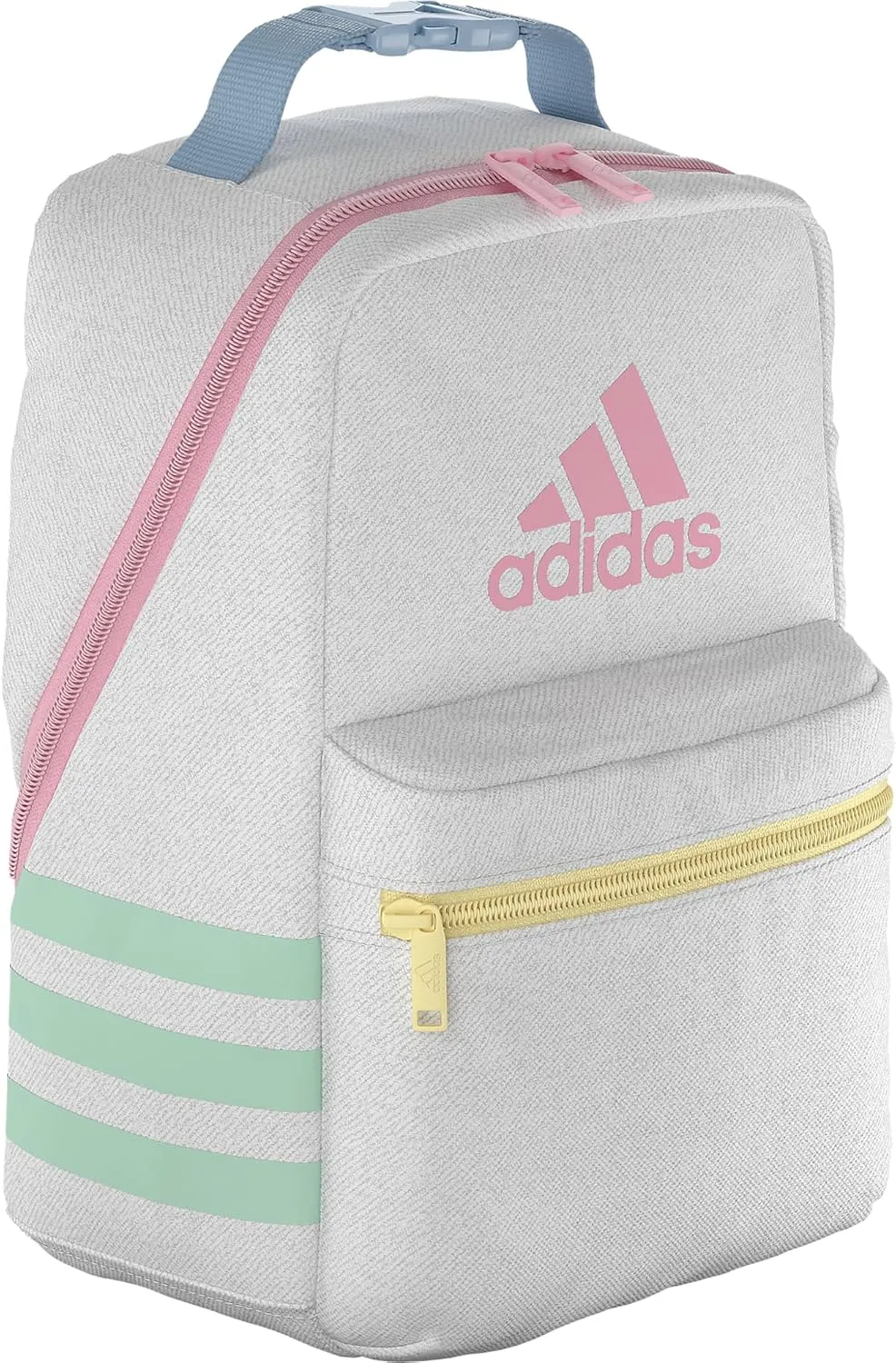 adidas Santiago Lunch Bag Cooler for Women and Men, Insulated Food Container Box with Mesh Pocket, Twill White/Clear Sky Blue/Pink Spark/3.0, One Size