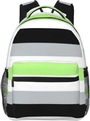 Agender flag Backpack Lightweight Laptop Backpack Casual Daypack Travel Double Shoulder Bag For Women Men