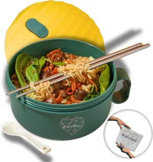 AI LOVE PEACE Ramen Bowl, 40 oz Microwaveable Noodle Cooker for Ramen, Pho, Soup, and Pasta, Dishwasher Safe and Portable, Ideal for Home, Office, Dorm, or Gift (Green)