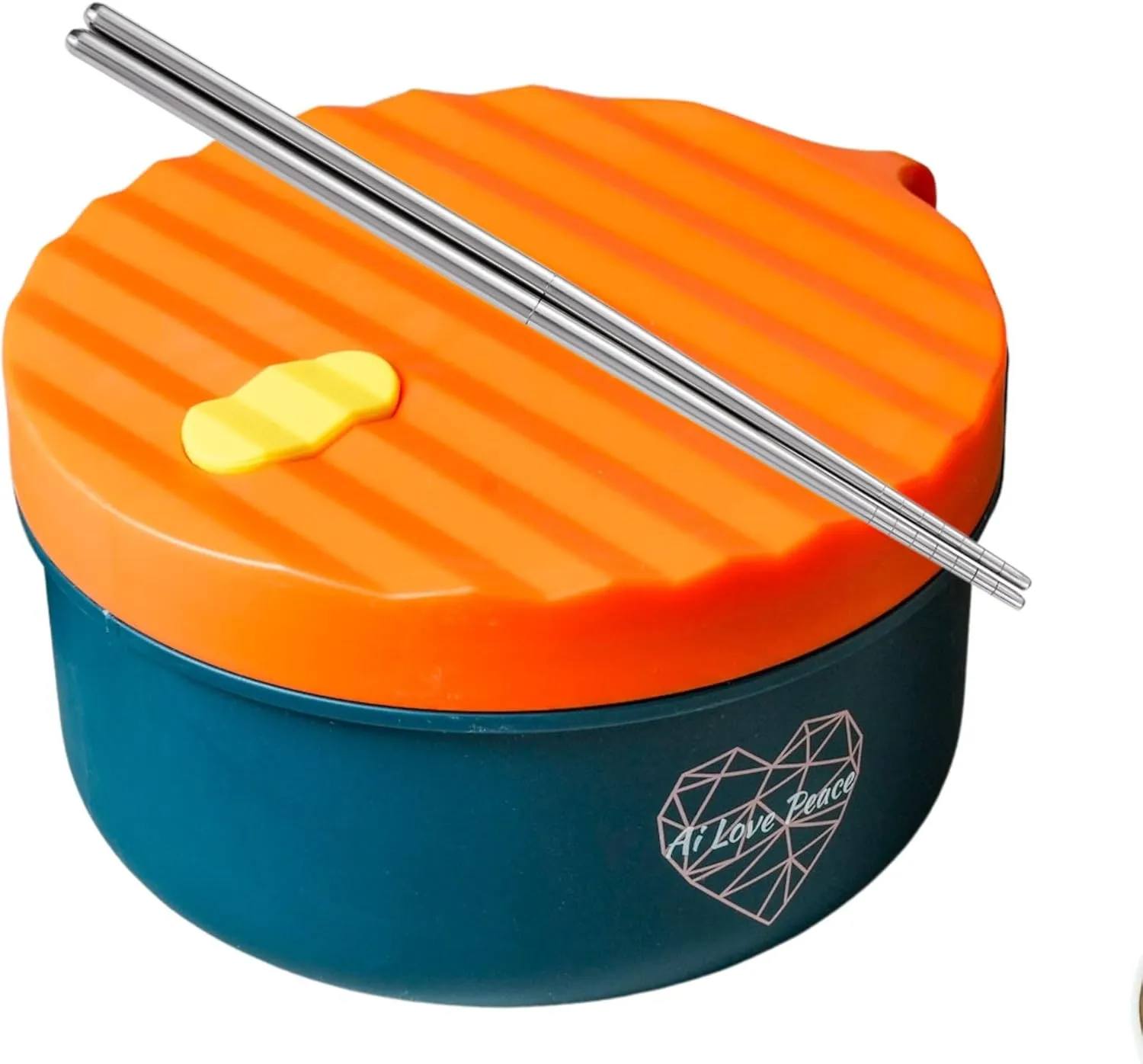 AI LOVE PEACE Ramen Bowl, 40 oz Microwaveable Noodle Cooker for Ramen, Pho, Soup, and Pasta, Dishwasher Safe and Portable, Ideal for Home, Office, Dorm, or Gift (Orange)
