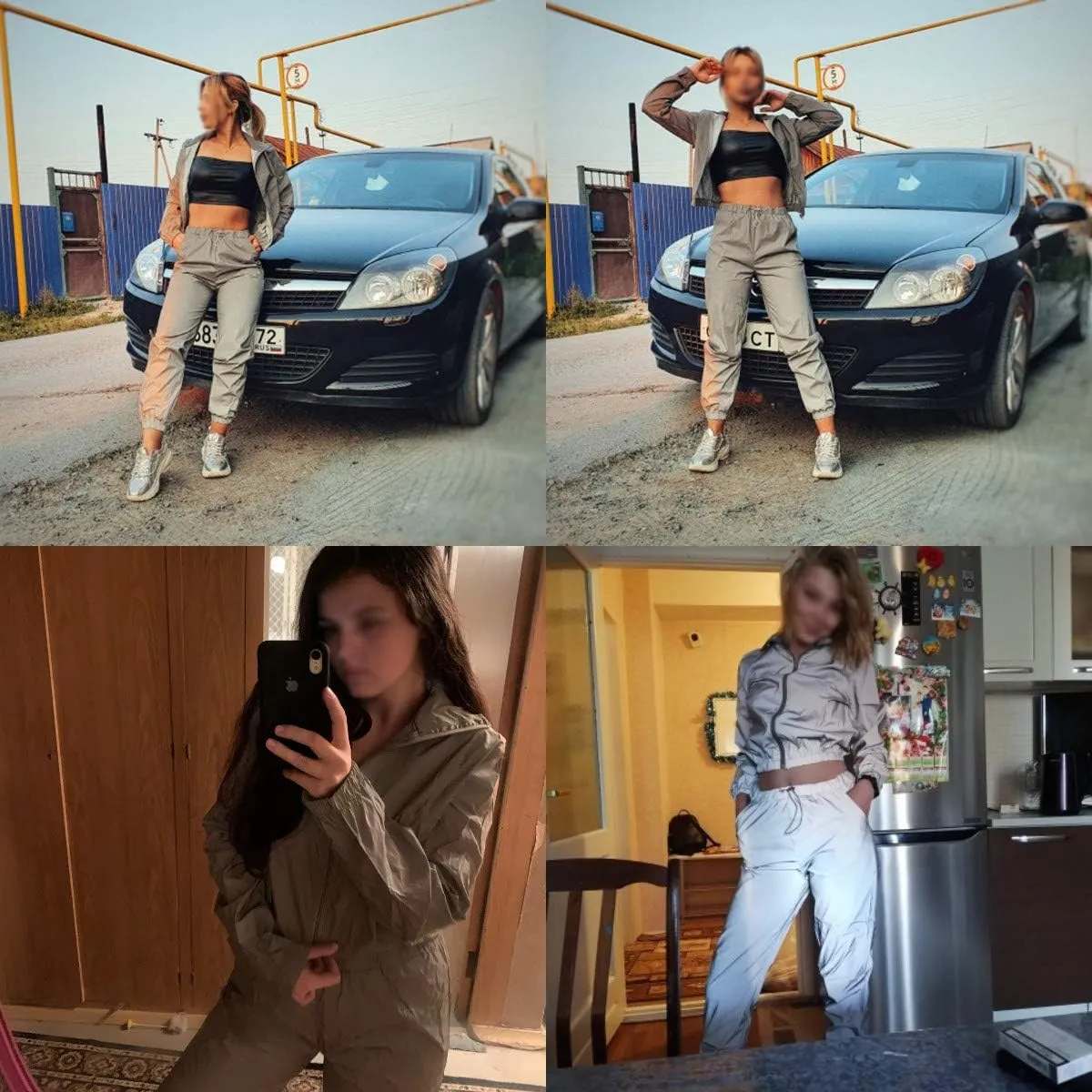AIBEARTY Women Rave Reflective Tracksuit Zip Up Long Sleeves Jacket Jogger Pants with Pockets for Sport Party