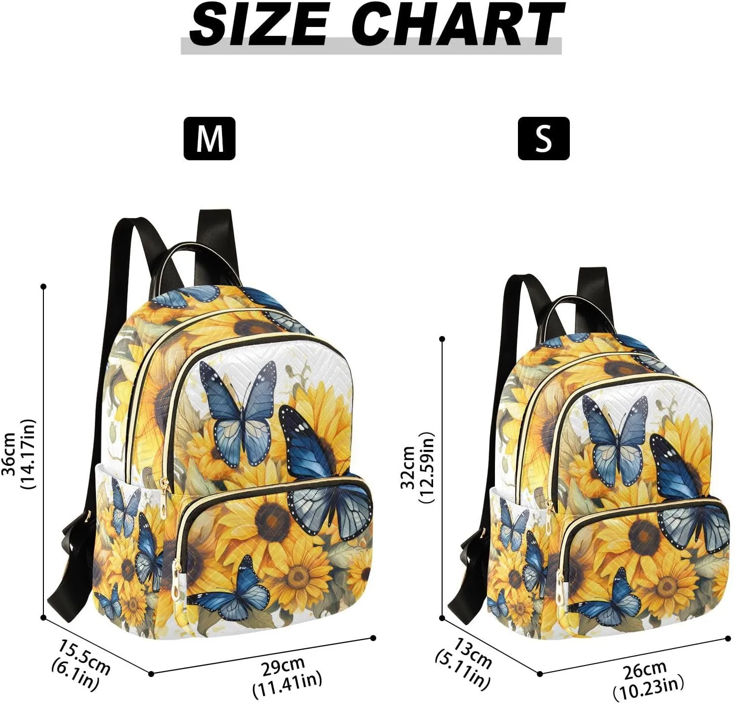 ALAZA Blue Butterflies Sunflowers Mini Backpack Purse for Women Travel Bag Lightweight Shoulder Bag Fashion Daypack