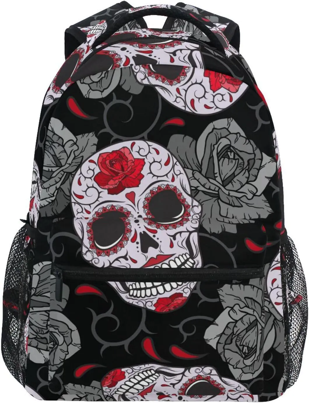 ALAZA Gothic Skulls Roses and Thorns Backpacks for Girls Boys Elementary School Bag Kids Bookbag Personalized Travel Daypack Students Rucksack with Multiple Pockets 17in