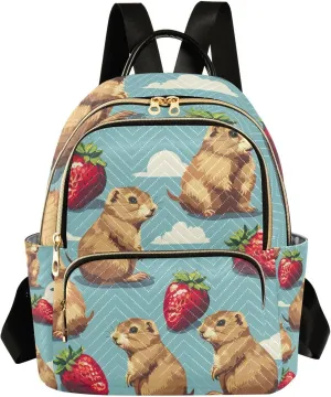 ALAZA Prairie Strawberry Pixel Small Backpack Purse for Women Travel Bag Lightweight Shoulder Bag Fashion Daypack