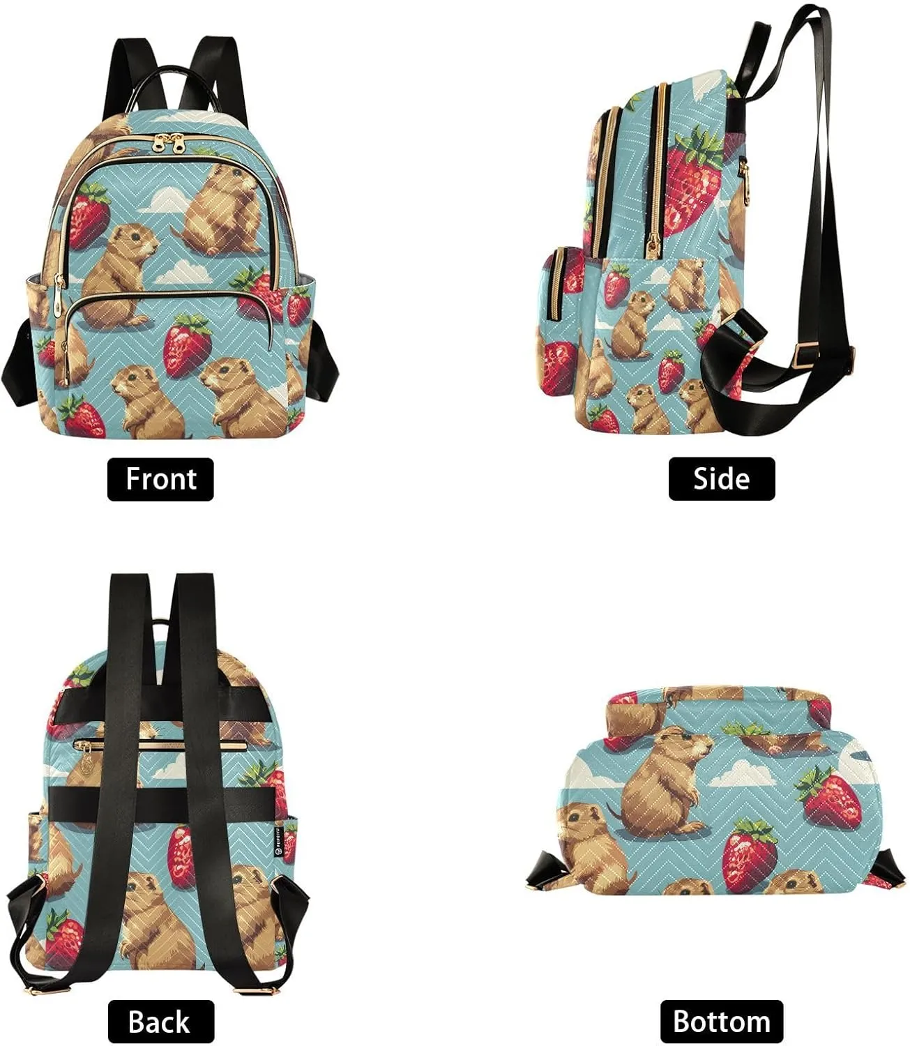 ALAZA Prairie Strawberry Pixel Small Backpack Purse for Women Travel Bag Lightweight Shoulder Bag Fashion Daypack