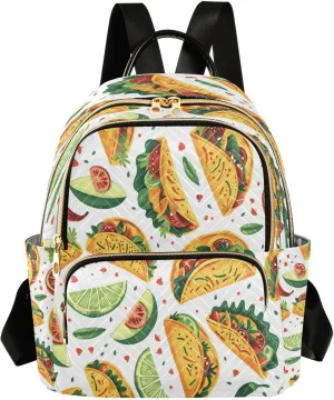 ALAZA Tacos Festive Mexican Imagery Mini Backpack Purse for Women Travel Bag Lightweight Shoulder Bag Fashion Daypack