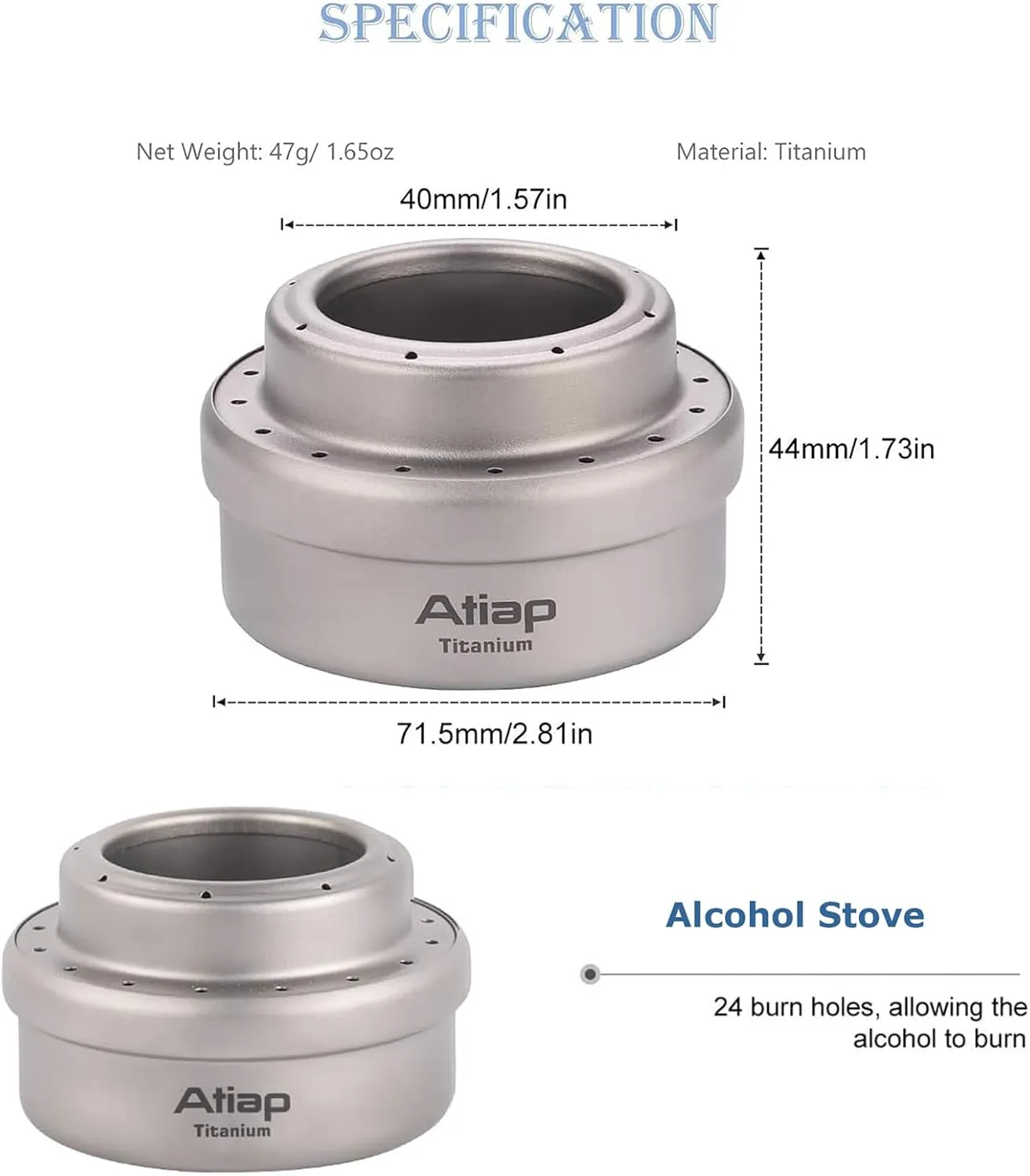 Alcohol Stove with Cover Titanium Portable Camping Backpacking Hiking Stove with Carry Bag (Stove Cover)