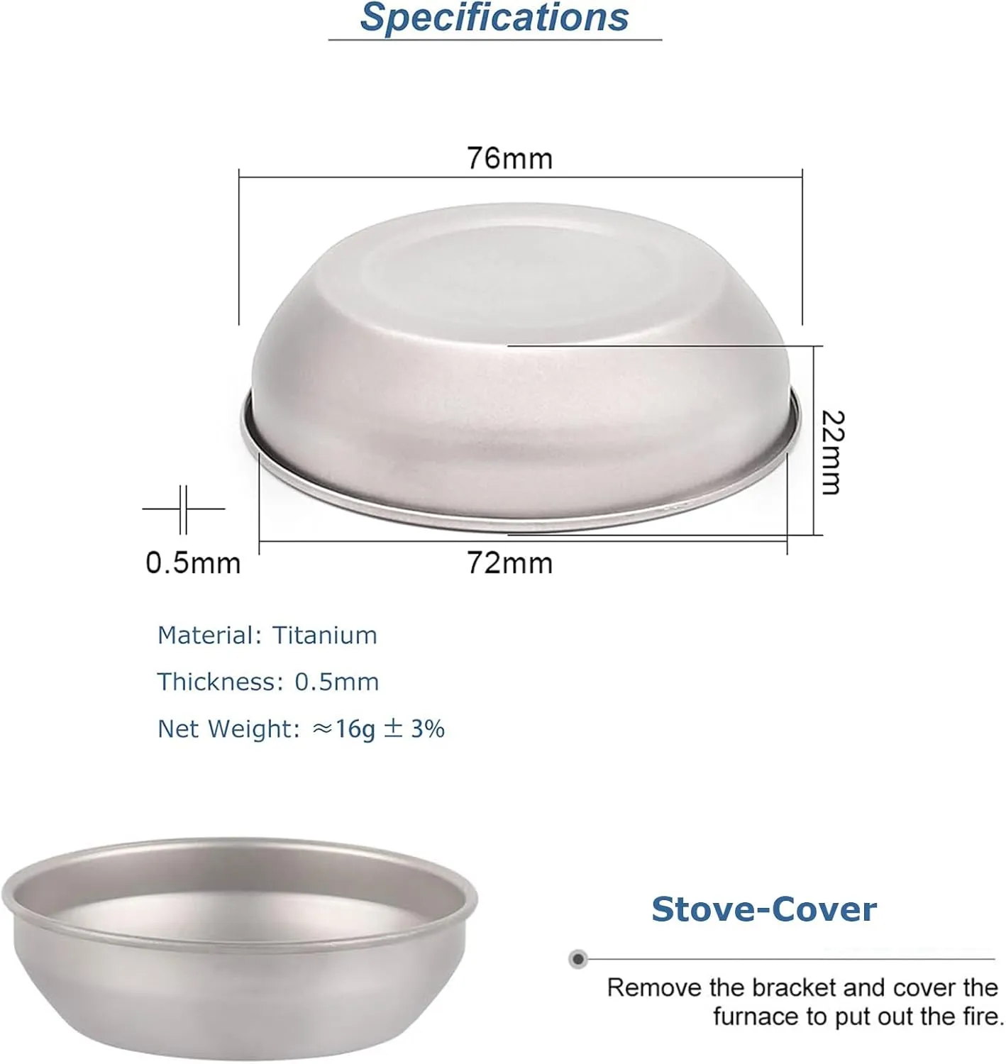 Alcohol Stove with Cover Titanium Portable Camping Backpacking Hiking Stove with Carry Bag (Stove Cover)