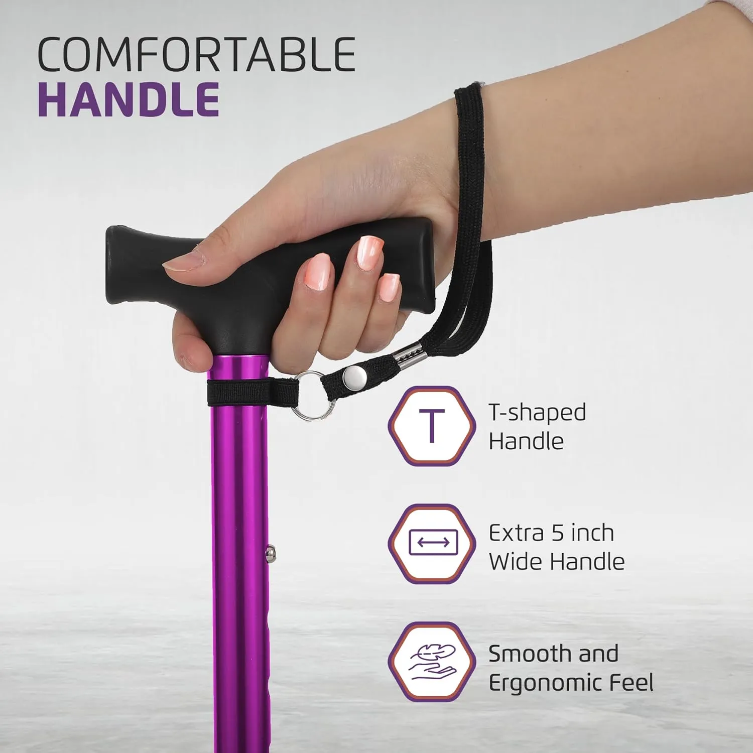 Allay Walking Cane for Men & Women - Foldable, Adjustable, Collapsible Walking Canes for Seniors Balance, Free Standing, Pivot Tip, Heavy Duty, with Travel Bag | Walking Sticks for Seniors & Adults