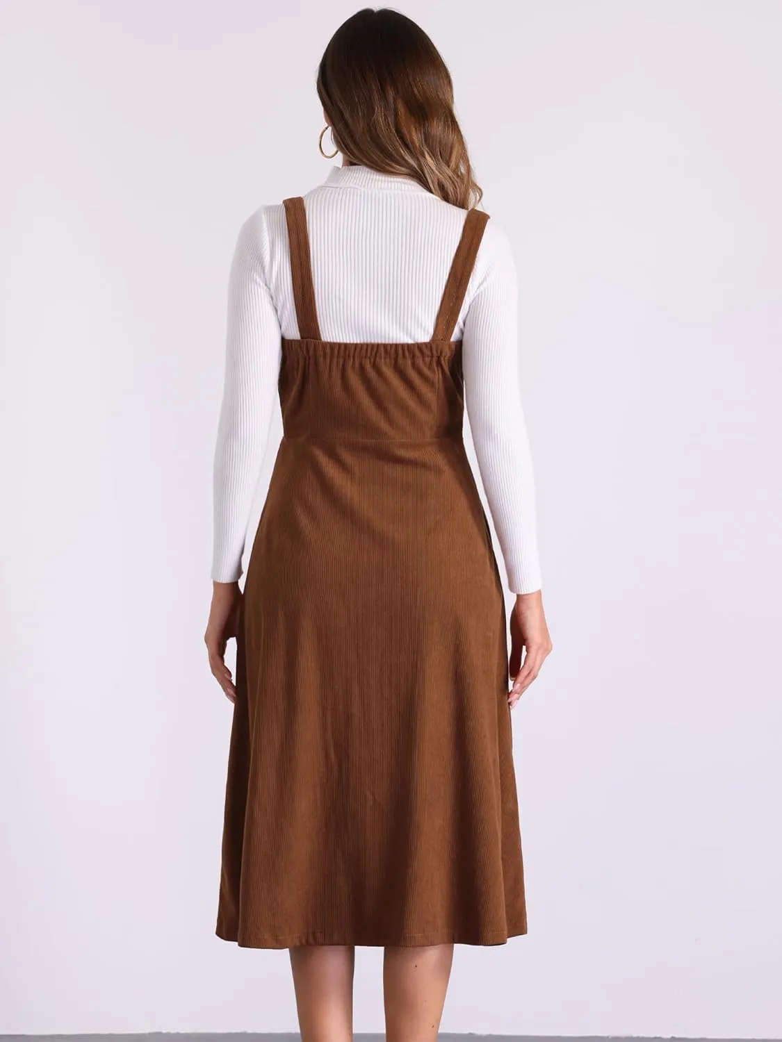 Allegra K Tank Ribbed Dress for Women's Vintage A-Line Sleeveless Casual Midi Dress