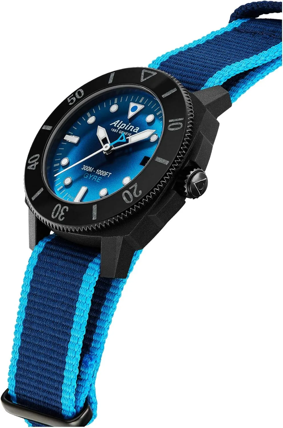 Alpina Limited Edition Seastrong Diver Gyre, Recycled Material Case and Strap, RPET, 3-Hand Date Automatic Swiss, Sapphire Crystal, Luminous Markers, 38 Hour Power Reserve