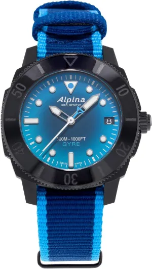 Alpina Limited Edition Seastrong Diver Gyre, Recycled Material Case and Strap, RPET, 3-Hand Date Automatic Swiss, Sapphire Crystal, Luminous Markers, 38 Hour Power Reserve