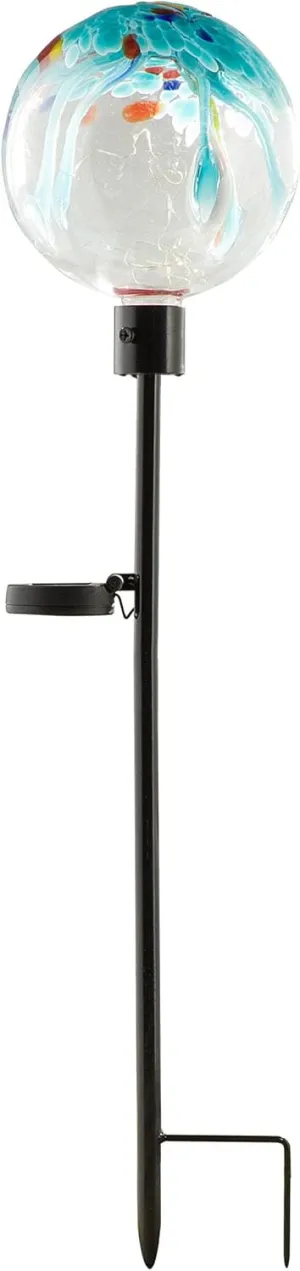 Alpine Corporation 33" Tall Outdoor Solar Globe Garden Stake with LED Lights, Multicolor