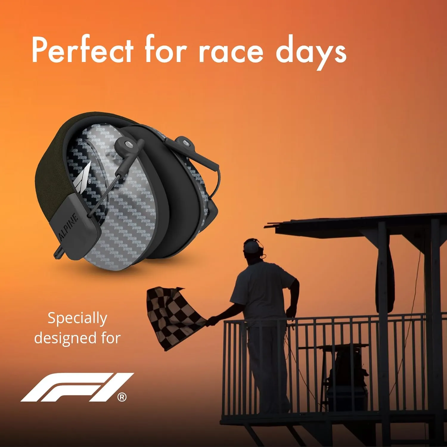 Alpine Racing Pro Earmuff F1® - Earmuffs for Adults - 22 dB - ANSI Certified - Premium Noise Protection for Race Events - High End Carbon - Noise Reduction Headphones - Light-Weight Design
