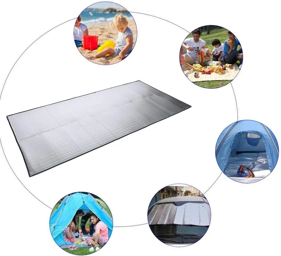 Aluminum Foil EVA Sleeping Mattress Mat Pad for Outdoor Camping Hiking Travel Picnic Silver(39.4 x 78.8inc)