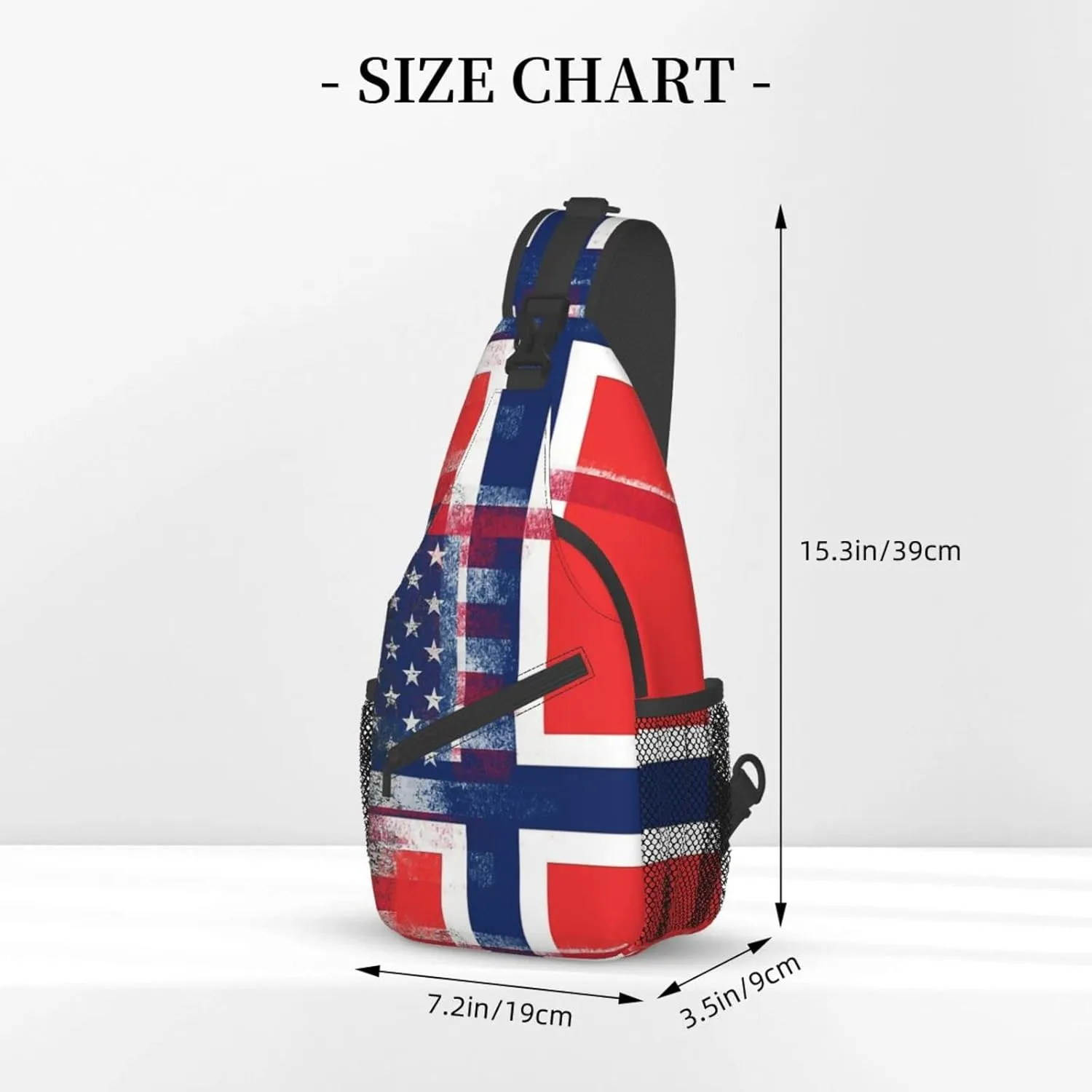 American Flag and Norwegian Flag Hiking Daypacks Cross-body Sling Backpack for Men Women Outdoor Cycling Hiking Travel