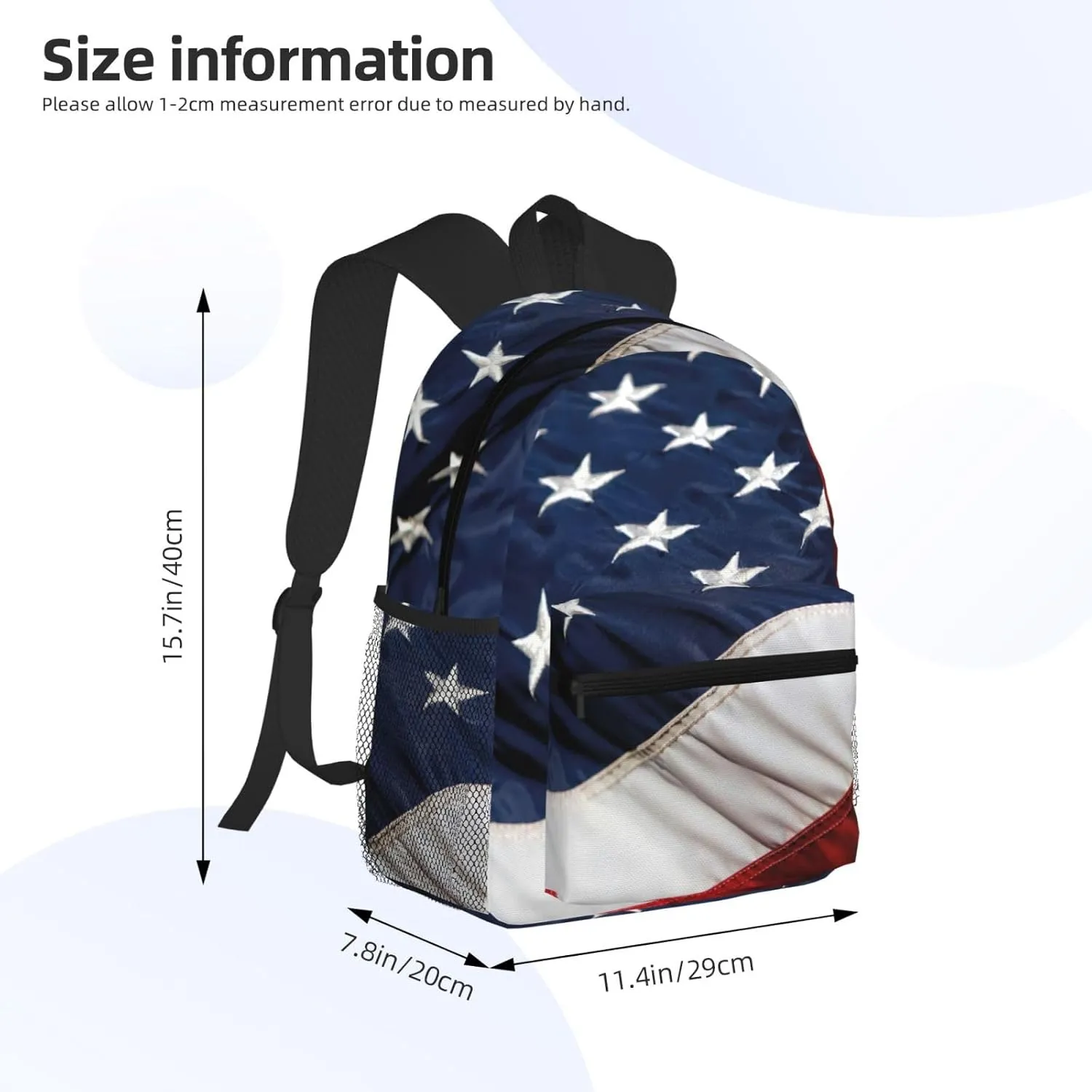 American Flag Print Backpack For Men And Women Lightweight Backpack Casual Daypack For Workplace Travel