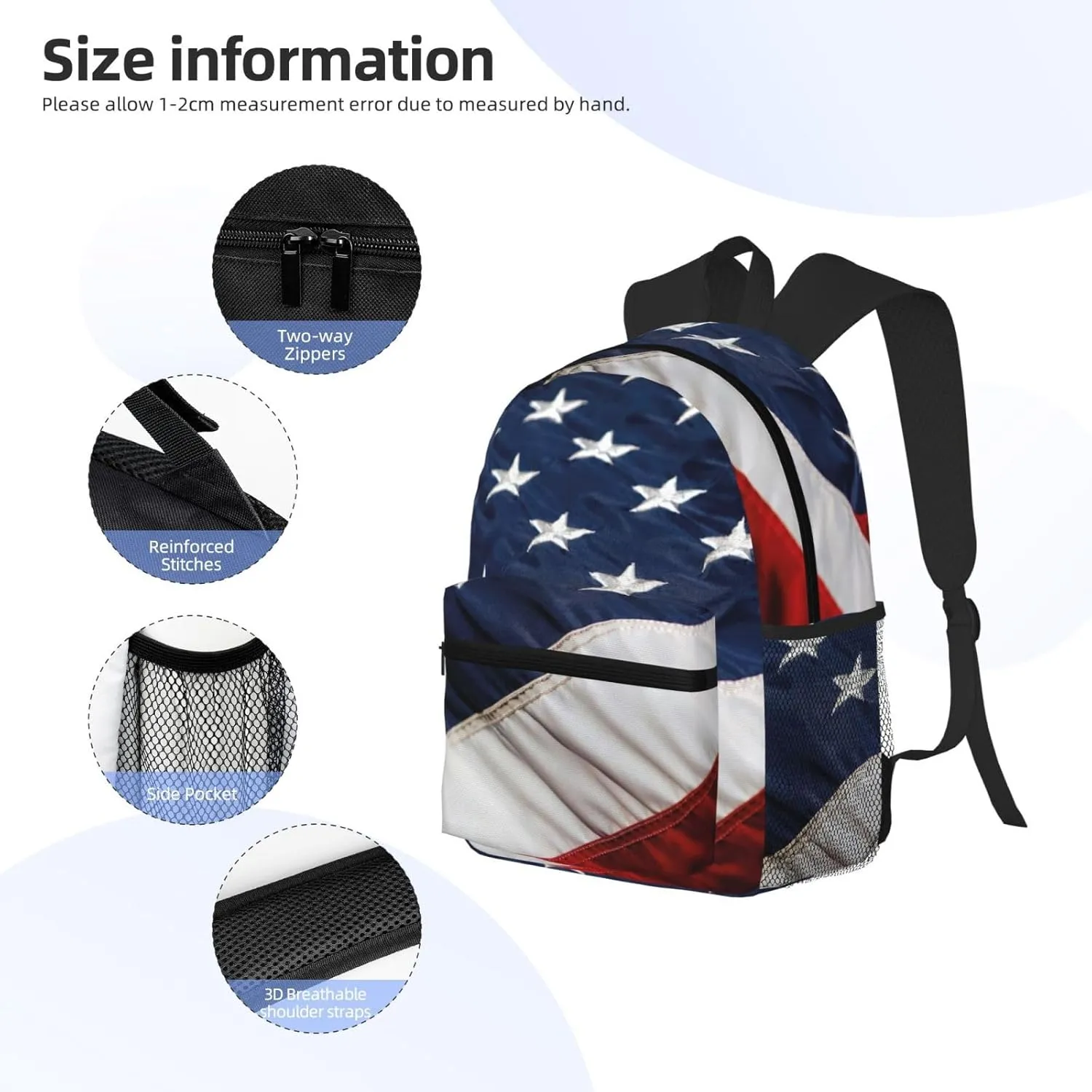American Flag Print Backpack For Men And Women Lightweight Backpack Casual Daypack For Workplace Travel