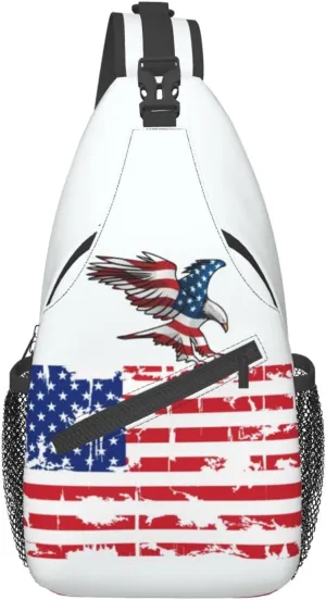 American Flag Shoulder Bag American Sling Backpack Daypack Casual Backpack Hiking Bag America Backpack Bag