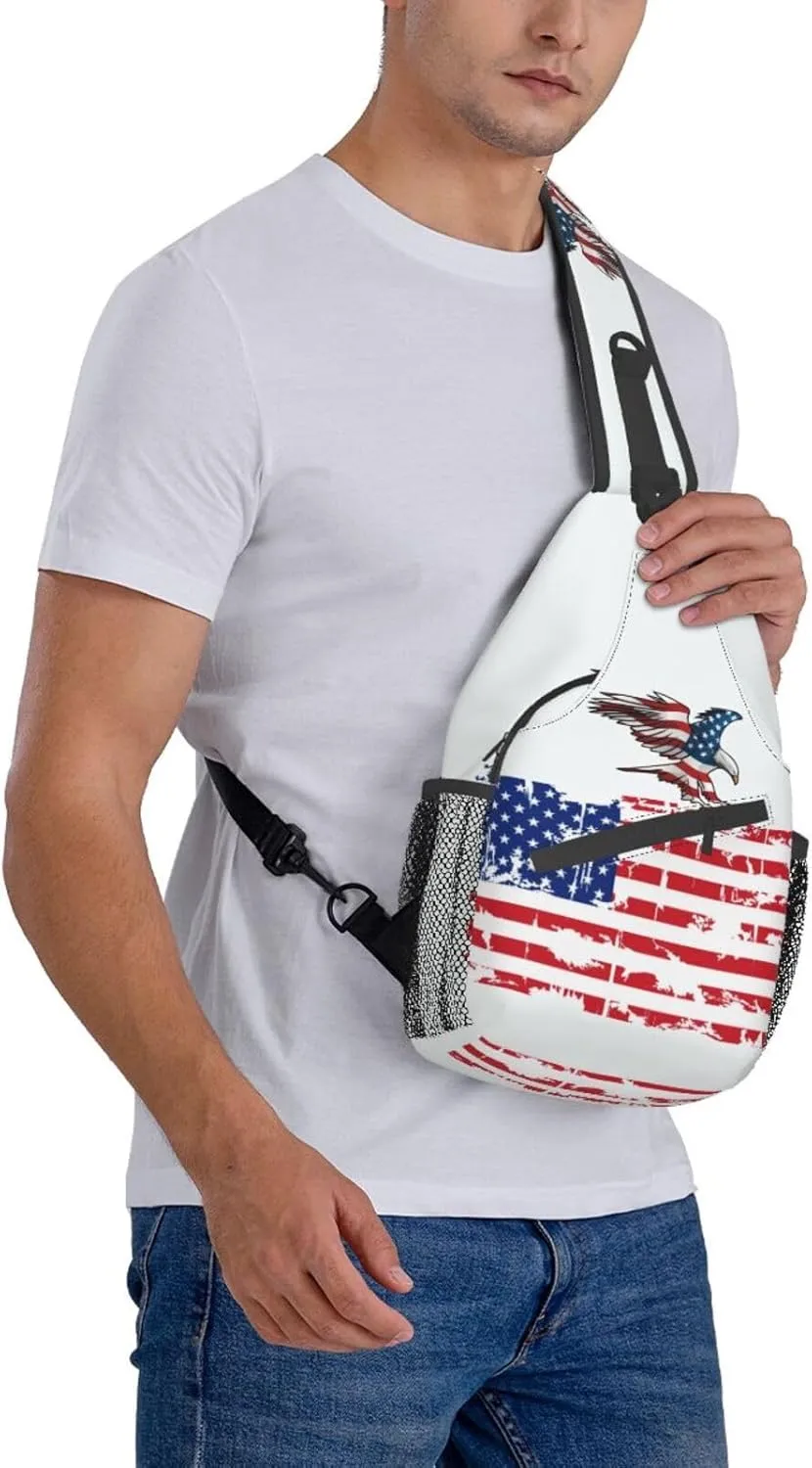 American Flag Shoulder Bag American Sling Backpack Daypack Casual Backpack Hiking Bag America Backpack Bag