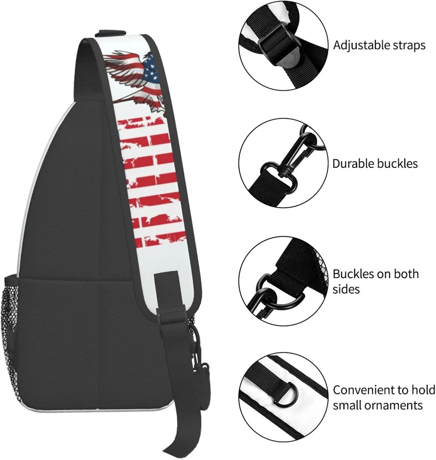 American Flag Shoulder Bag American Sling Backpack Daypack Casual Backpack Hiking Bag America Backpack Bag