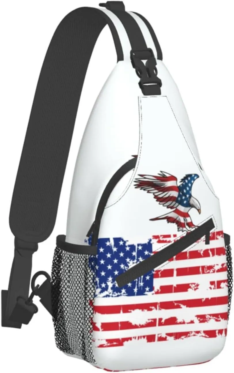 American Flag Shoulder Bag American Sling Backpack Daypack Casual Backpack Hiking Bag America Backpack Bag
