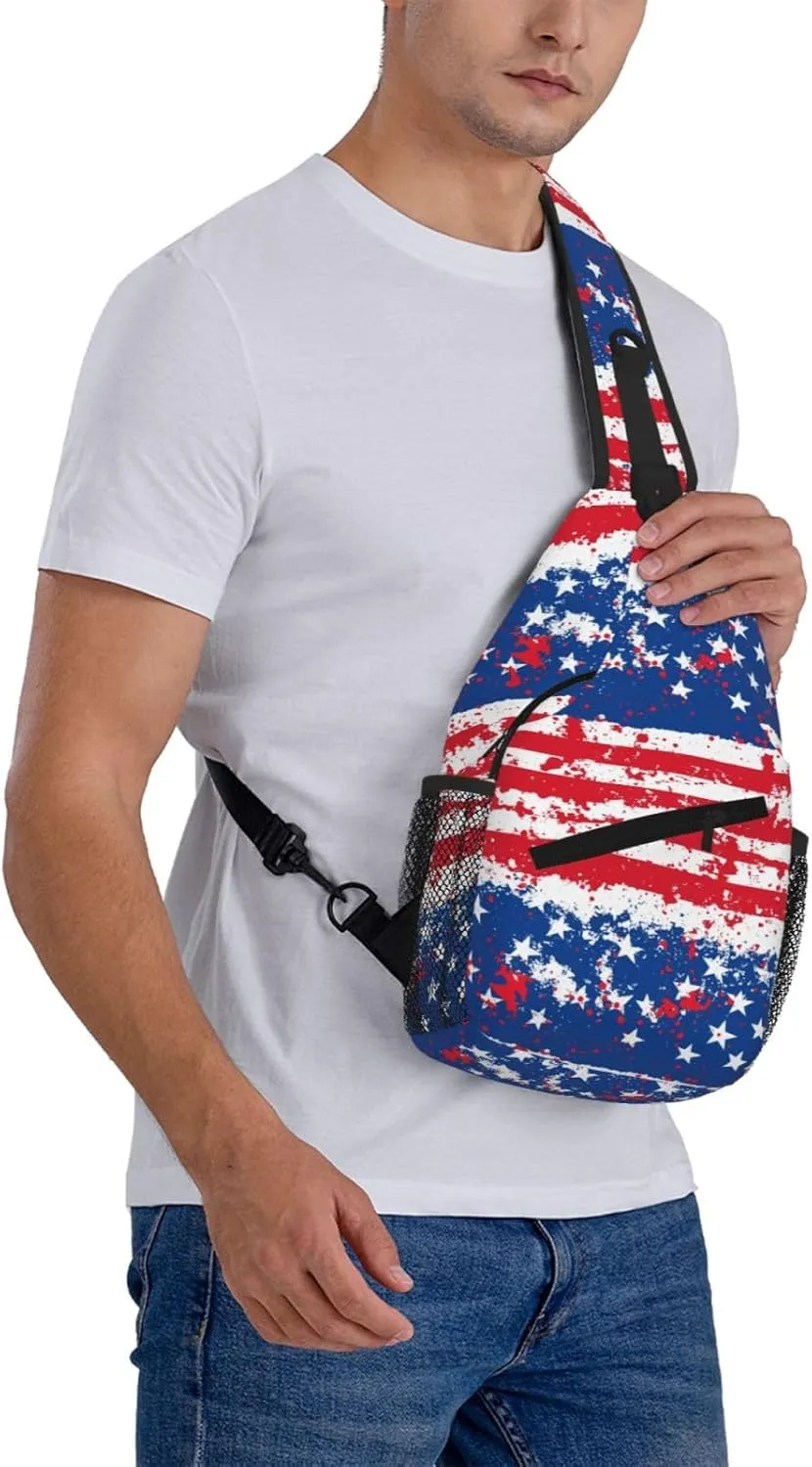 American Flags Sling Bag Crossbody Backpack Shoulder Daypack Multipurpose Cross Body Chest Bag for Men Women Travel Hiking Sports Gym
